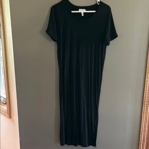 Black Casual Tshirt Sleeve Maxi Dress